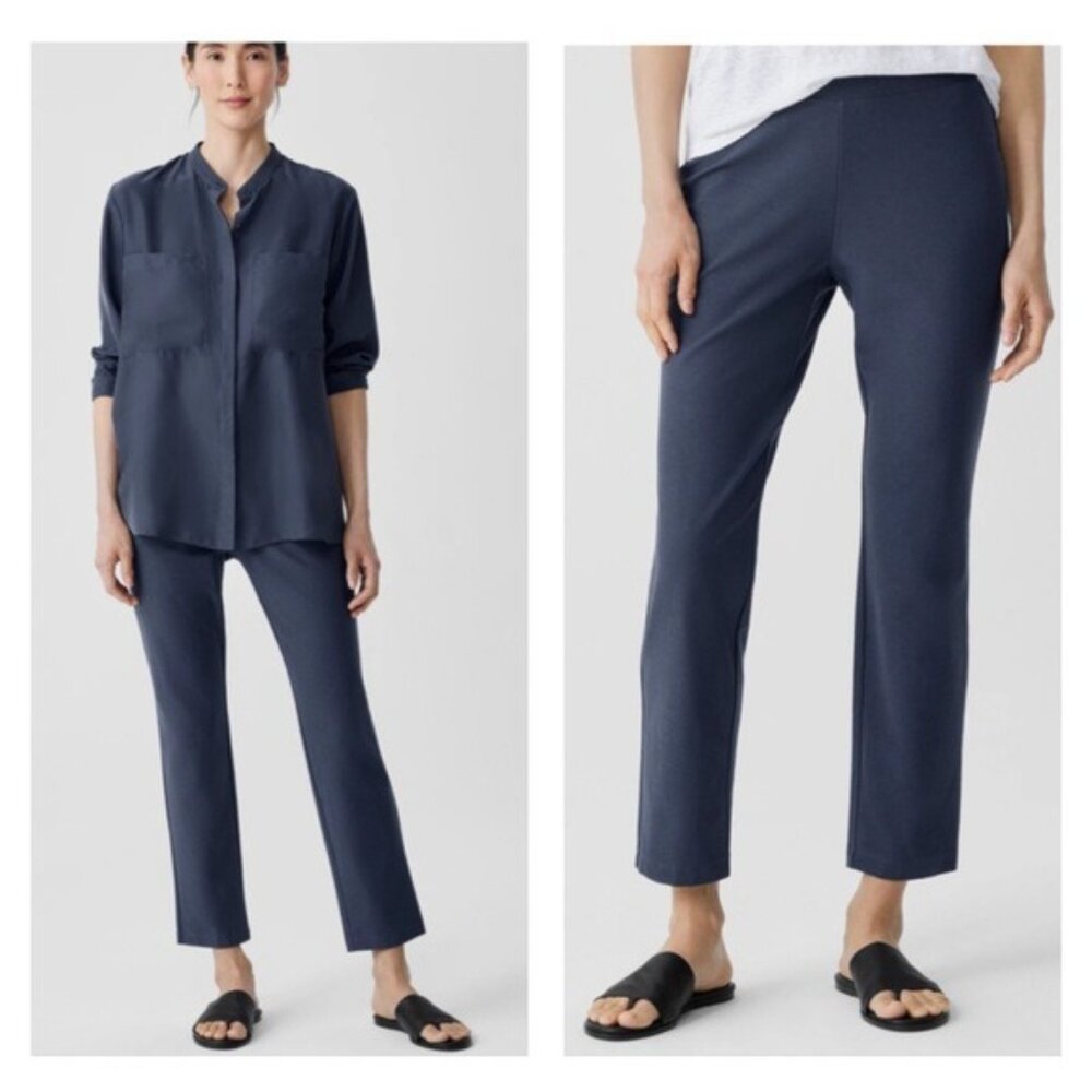 Eileen Fisher Navy Cropped Straight Pants System Pants